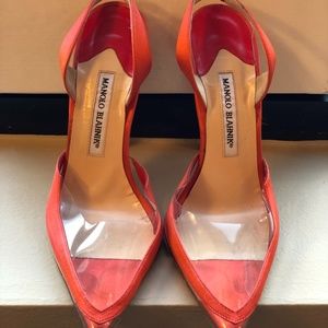 Manolo Blahnik - PVC Pumps in Orange, Size 39